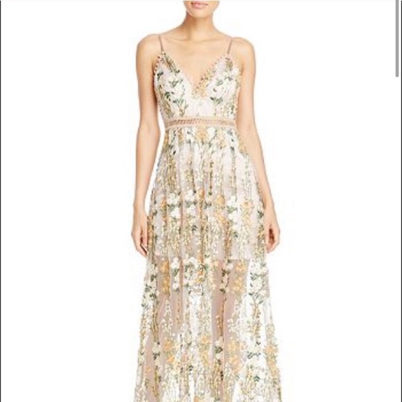 Aqua Dresses & Skirts - SOLD ⚡️⚡️⚡️AQUA NWT floral plunge embroidered gown